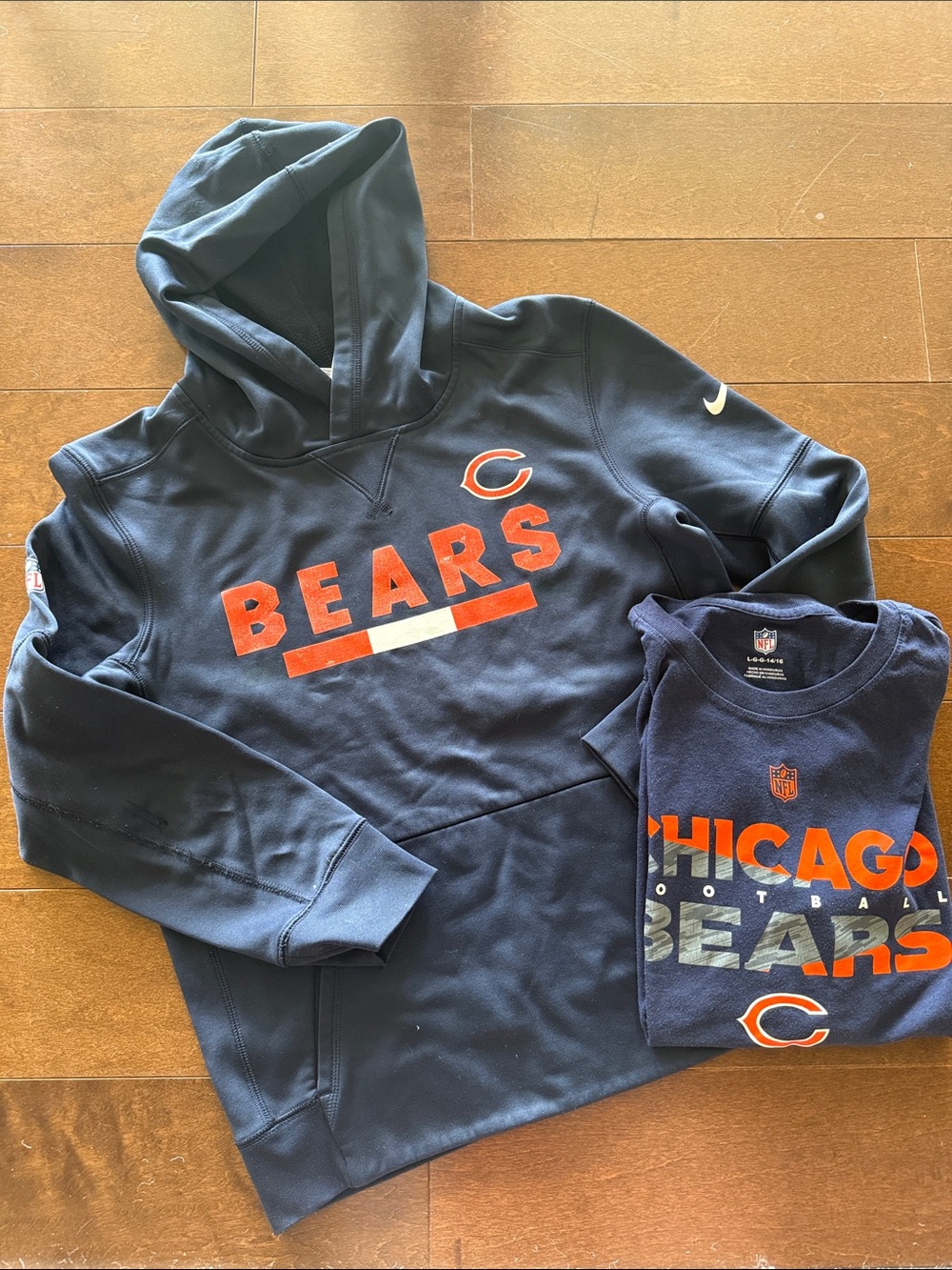 Nike Youth Chicago Bears Navy Blue & Orange Hooded Pullover Sweatshirt